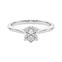 GIA 1.51 Carat Cushion Solitaire Tulip Cathedral  Diamond Ring