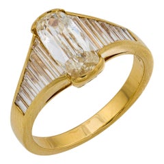 GIA 1.51 carat elongated cushion diamond 18k yellow gold engagement ring
