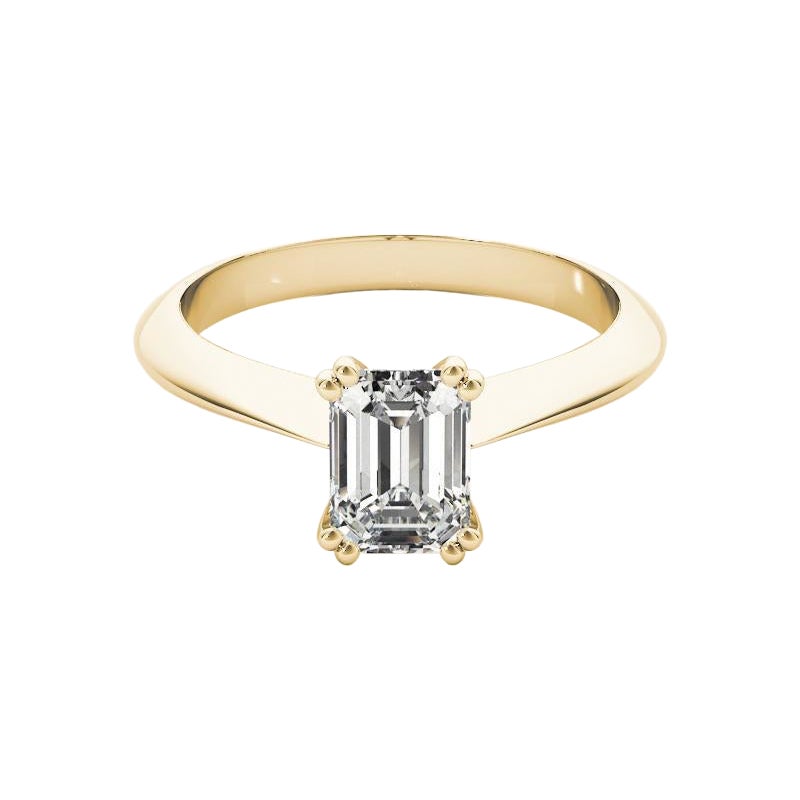 GIA 1,51 Karat Smaragd Solitär Tulpe Dom 18K Gelbgold Diamantring