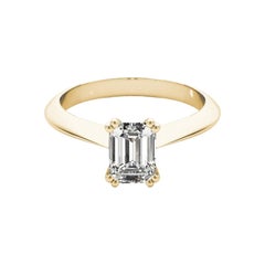 GIA 1,51 Karat Smaragd Solitär Tulpe Dom 18K Gelbgold Diamantring