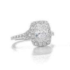 GIA 1.51 Carat G Color VVS2 Radiant Cut Diamond 18K White Gold Halo Ring