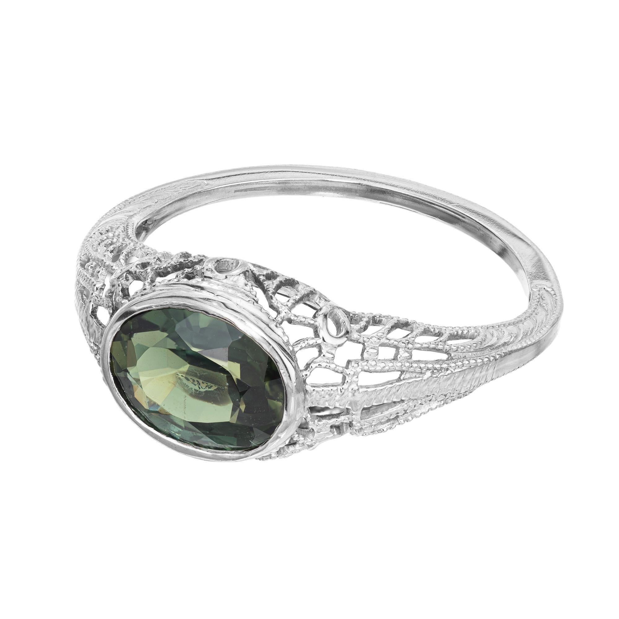 art deco green sapphire ring