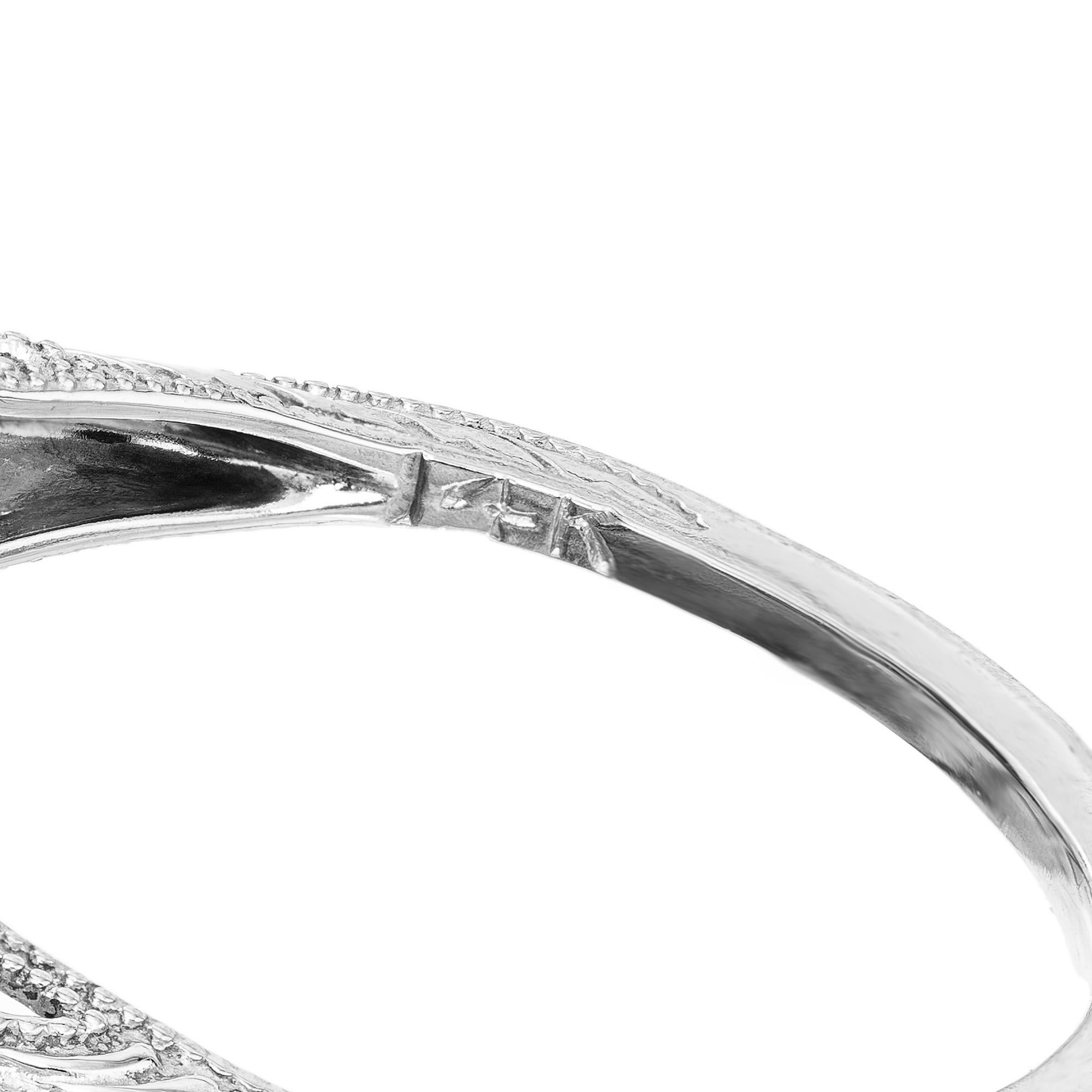 GIA 1.51 Carat Green Oval Sapphire Art Deco Filigree Gold Engagement Ring For Sale 1