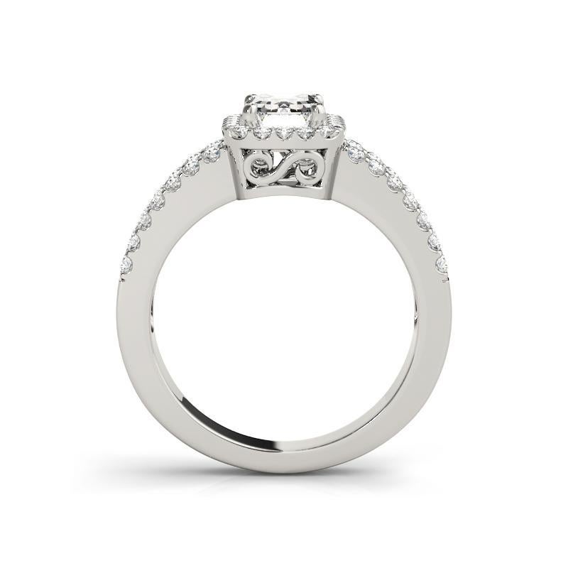 GIA 1,51 Carati Halo Radiant Filigree Split Shank Anello con diamanti in oro bianco 18 carati In condizioni Nuovo in vendita a New York, NY