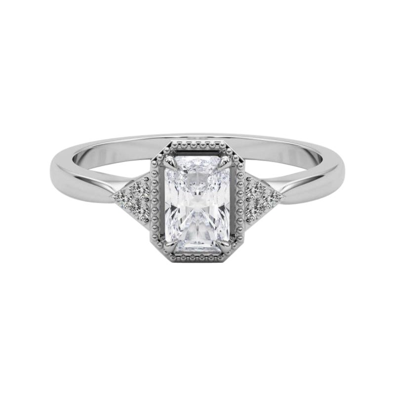 GIA 1,51 Carati Milgrain Radiante Geometrico Lunetta in oro bianco 18K Diamanti