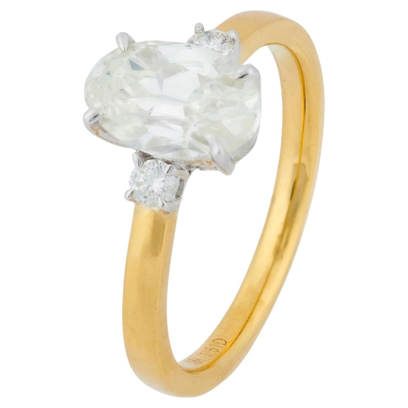 GIA 1.51 carat oval cut diamond 18k yellow gold engagement ring at 1stDibs
