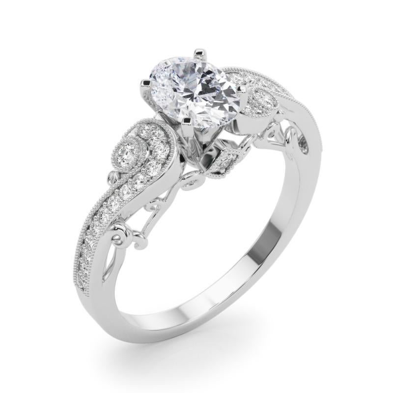 GIA 1.51 Karat Oval Drei-Stein-gekrümmt Bypass  Diamantring Damen im Angebot