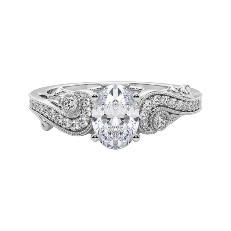GIA 1.51 Karat Oval Drei-Stein-gekrümmt Bypass  Diamantring
