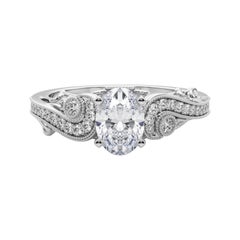 GIA 1.51 Karat Oval Drei-Stein-gekrümmt Bypass  Diamantring