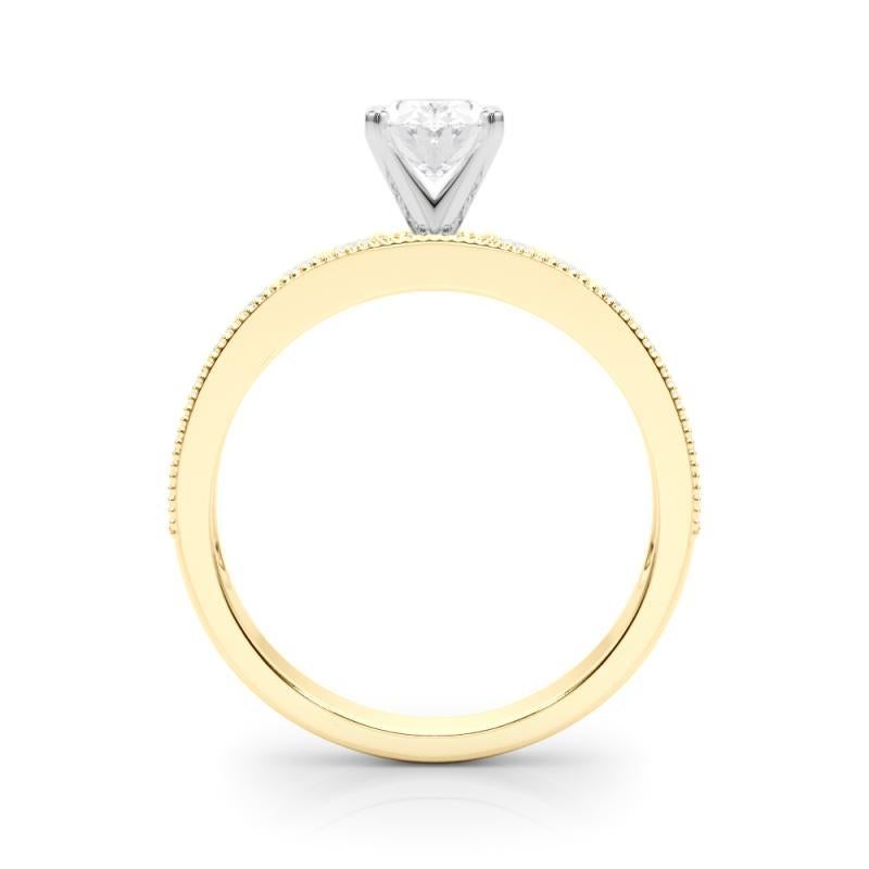 GIA 1.51 Carat Oval Vintage Milgrain Channel 18K Yellow Gold Diamond Ring Neuf - En vente à New York, NY