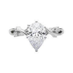 GIA 1,51 Carati Pear Vine Band Nature Inspired  Anello con diamante