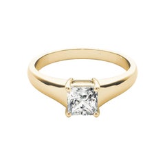 GIA 1.51 Carat Princess Cut Solitaire Four-Prong 18K Yellow Gold Diamond Ring