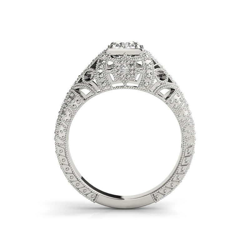 GIA 1,51 Karat Prinzessin Milgrain Openwork Antike 18K Weißgold Diamantring im Zustand „Neu“ im Angebot in New York, NY