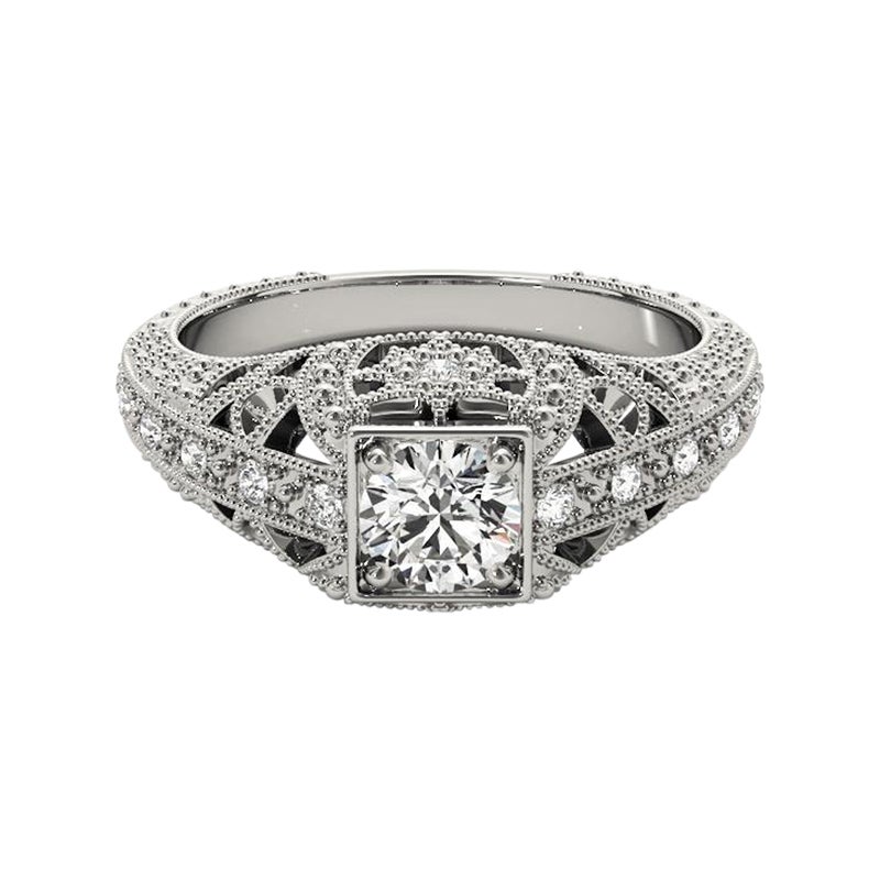 GIA 1.51 Carati Principessa Milgrain Traforato Antico  Anello con diamante