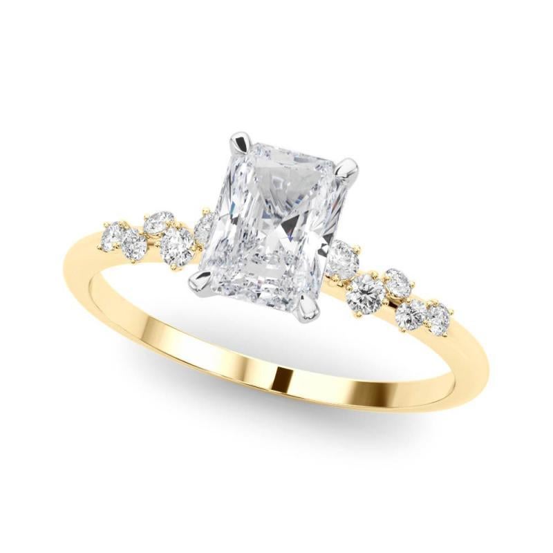 GIA 1,51 Karat Radiant Cluster Trellis Solitär 18K Gelbgold Diamantring (Radiantschliff) im Angebot