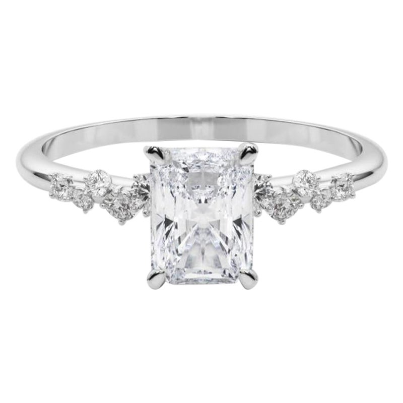 GIA 1.51 Karat Radiant Cluster Trellis Solitär  Diamantring