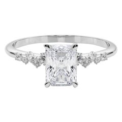 GIA 1.51 Carat Radiant Cluster Trellis Solitaire  Diamond Ring