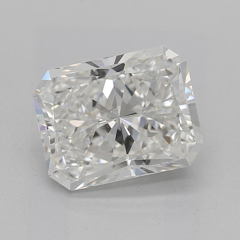 A remarkable diamond ring that captivates with its stunning array of brilliance, this piece features a striking radiant 1.51 center stone, showcasing an exquisite G and SI1. The design is elevated by a delicate halo of prong set diamonds that
