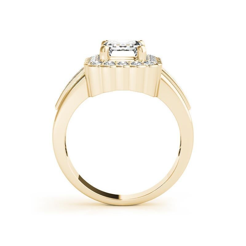 Radiant Cut GIA 1.51 Carat Radiant Lace Flower Halo Vintage 18K Yellow Gold Diamond Ring For Sale