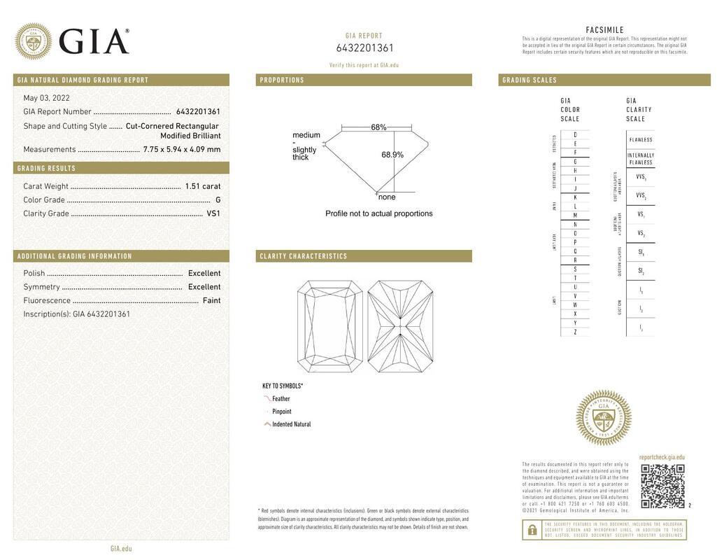 GIA 1,51 Karat Radiant Solitär Kathedrale Tulpe 18K Gelbgold Diamantring (Zeitgenössisch) im Angebot