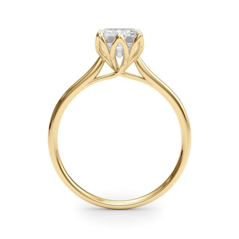 GIA 1,51 Karat Radiant Solitär Kathedrale Tulpe 18K Gelbgold Diamantring im Zustand „Neu“ im Angebot in New York, NY