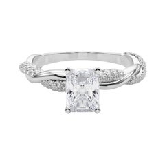 GIA 1,51 Carati Radiant Twisted Pave Braided Band Oro bianco 18K Diamante
