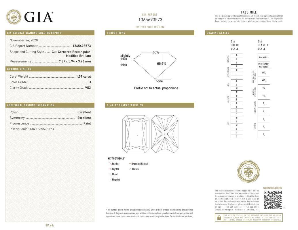 Contemporaneo GIA 1.51 carati radiante d'epoca con canale a grana fine  Anello con diamante in vendita