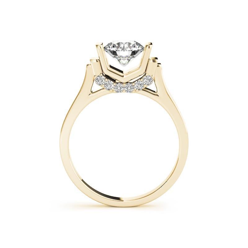 GIA 1,51 Carati Rotondi Decorati Gallery (a) Gallery Anello con Diamante in Oro Giallo 18K In condizioni Nuovo in vendita a New York, NY