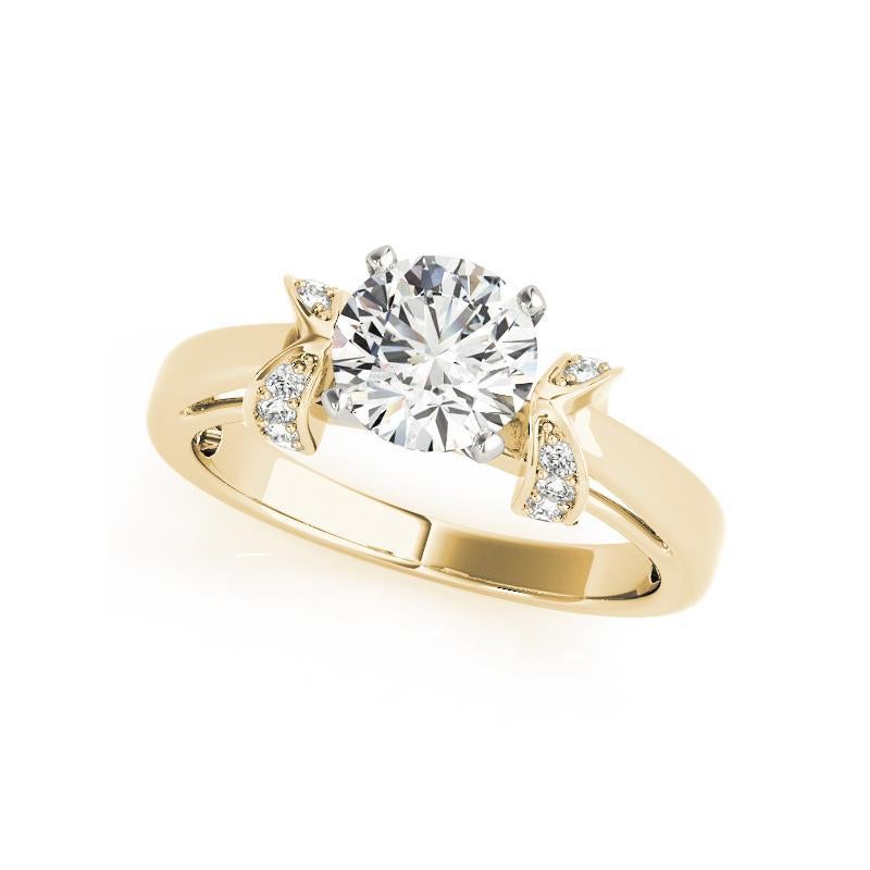 Taglio rotondo GIA 1,51 Carati Nastro Pave Rotondo Aperto Cattedrale Anello con Diamante in Oro Giallo 18K in vendita