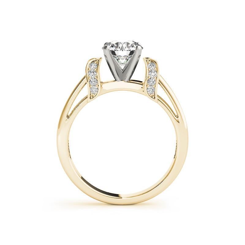 GIA 1,51 Carati Nastro Pave Rotondo Aperto Cattedrale Anello con Diamante in Oro Giallo 18K In condizioni Nuovo in vendita a New York, NY