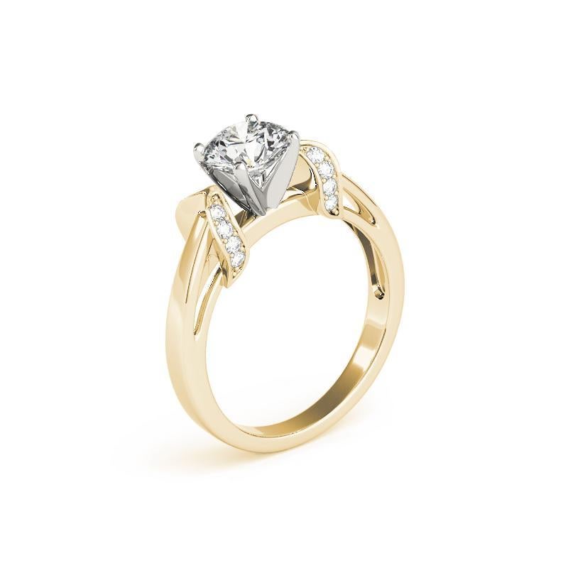 Donna GIA 1,51 Carati Nastro Pave Rotondo Aperto Cattedrale Anello con Diamante in Oro Giallo 18K in vendita