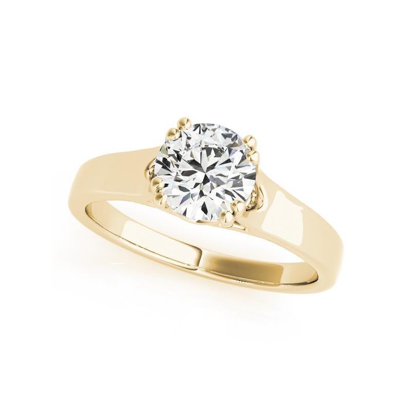 Taglio rotondo GIA 1,51 Carati Solitario Rotondo Doppio Quattro Punte in Oro Giallo 18K Anello di Diamanti in vendita