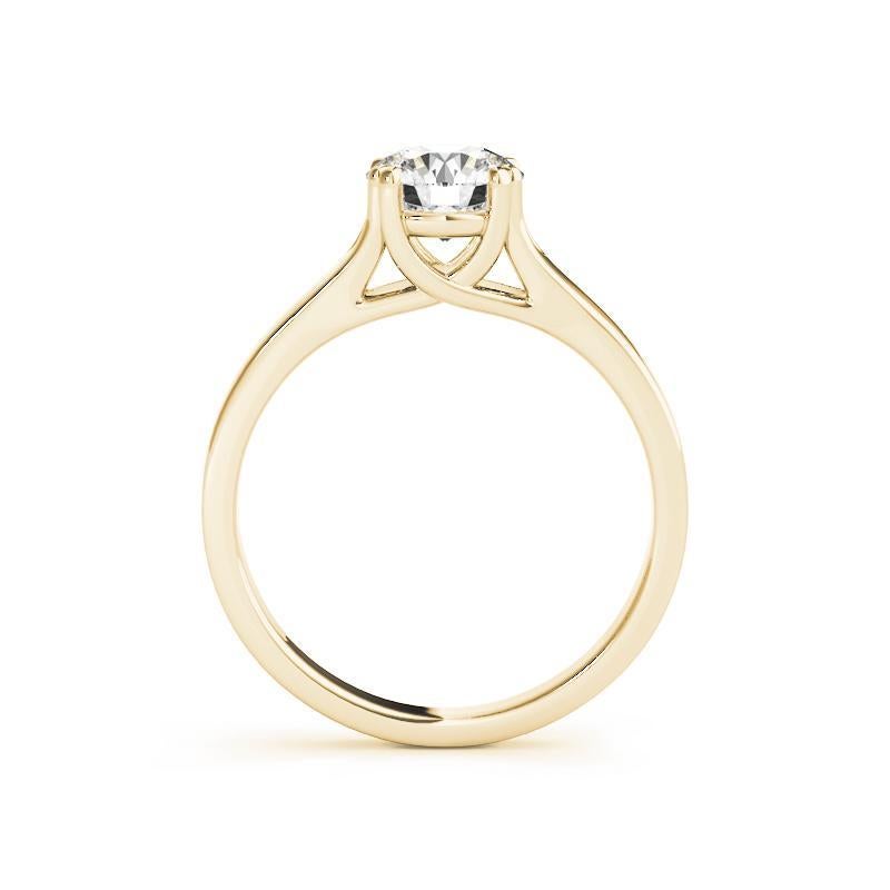 GIA 1,51 Carati Solitario Rotondo Doppio Quattro Punte in Oro Giallo 18K Anello di Diamanti In condizioni Nuovo in vendita a New York, NY
