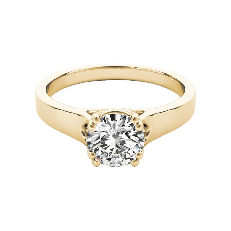 GIA 1,51 Carati Solitario Rotondo Doppio Quattro Punte in Oro Giallo 18K Anello di Diamanti