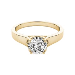 GIA 1,51 Carati Solitario Rotondo Doppio Quattro Punte in Oro Giallo 18K Anello di Diamanti