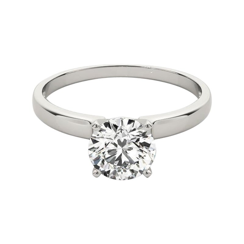 GIA 1.51 carati, solitario rotondo, fascia con bordo quadrato  Anello con diamante