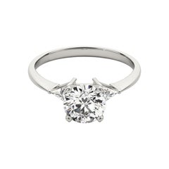 GIA 1.51 Carat Round Three-Stone Trillion Cut  Diamond Ring