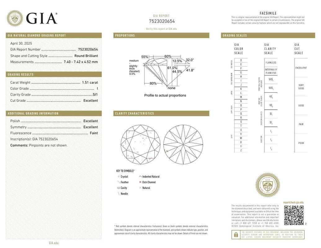 GIA 1,51 Karat Runder Billionenschliff Dreisteiniger Diamantring aus 18 Karat Weißgold (Zeitgenössisch) im Angebot