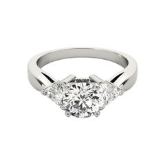 GIA 1.51 Carat Round Trillion Cut Three-Stone  Diamond Ring
