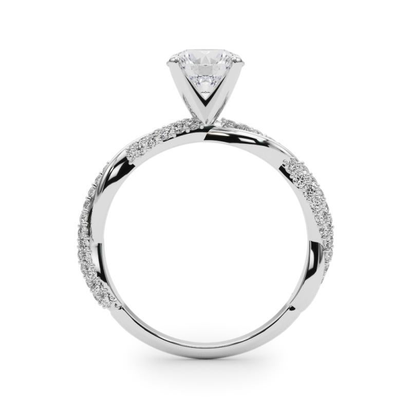 Donna GIA 1,51 Carati Rotondo con Pave intrecciato  Anello con diamante in vendita