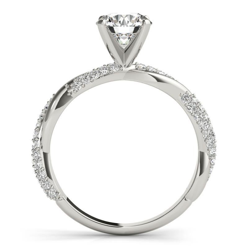GIA 1,51 Carati Rotondo con Pave intrecciato  Anello con diamante in vendita 1