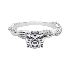 GIA 1,51 quilates Redondo Trenzado Pave Banda Trenzada  Anillo de diamantes