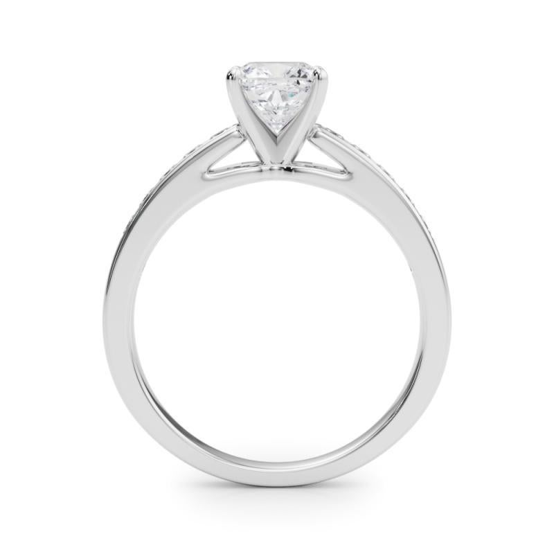 GIA 1,51ct Cuscino Principessa Canale Solitario Centro Anello di diamanti in oro bianco In condizioni Nuovo in vendita a New York, NY