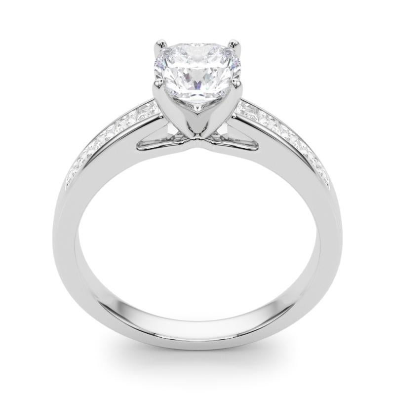 Donna GIA 1,51ct Cuscino Principessa Canale Solitario Centro Anello di diamanti in oro bianco in vendita