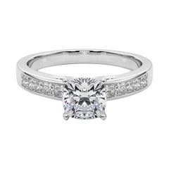 GIA 1,51ct Cuscino Principessa Canale Solitario Centro Anello di diamanti in oro bianco