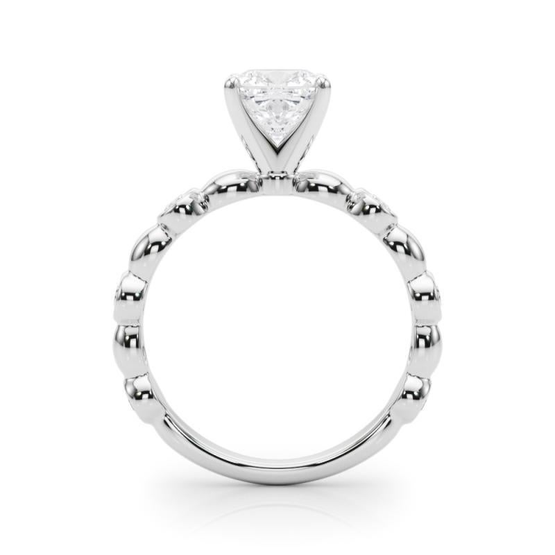 GIA 1.51ct Cushion Side Stone Bezel Band Solitaire White Gold Diamond Ring Neuf - En vente à New York, NY