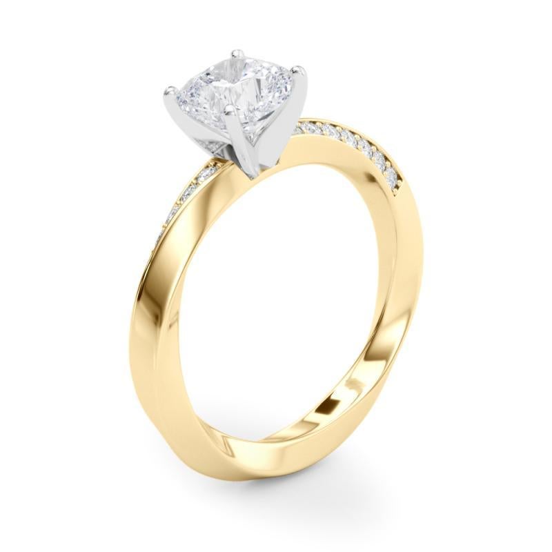 GIA 1,51ct Solitario a cuscino con fascia quadrata ritorta in oro giallo 18 carati in vendita 1