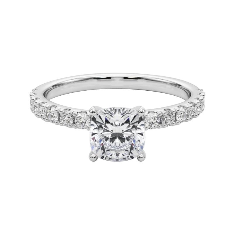 GIA 1.51ct Cushion Solitaire with Half Eternity  Bague en diamant