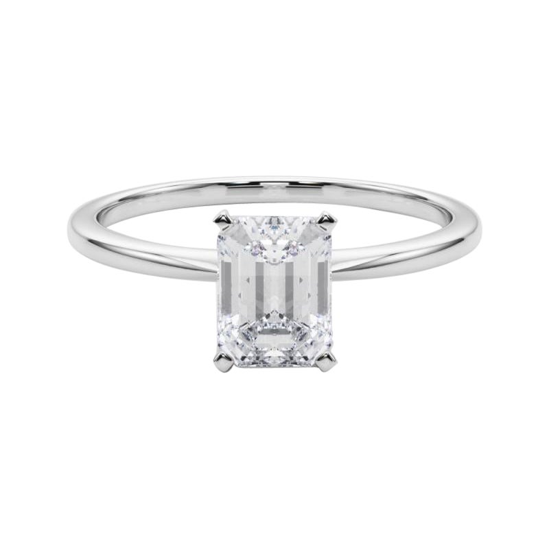 GIA 1,51 smeraldo a fascia sottile con solitario incastonato  Anello con diamante in vendita