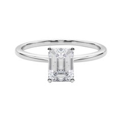 GIA 1,51 smeraldo a fascia sottile con solitario incastonato  Anello con diamante